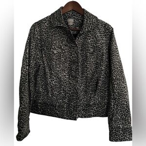 Chico's Black and Gray Leopard Print NWOT Jacket, Size 8/10
